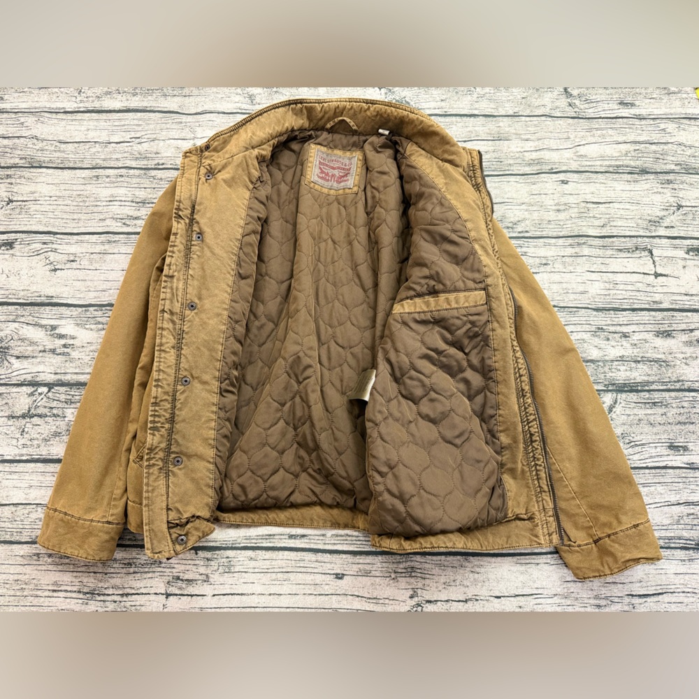 Levi's Men's Canvas Full-Zip Five-Pocket Khaki Trucker Jacket, Size Medium - Picture 15 of 15